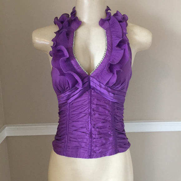  LIKE NEW Ruffle Top w/ Rhinestone Detail  - Picture 1 of 5